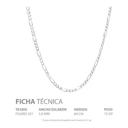 Cadena Figaro 3x1 Plata Ley .925 de 60cm para Hombre - Imagen 5