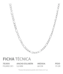 Cadena Figaro 3x1 Plata Ley .925 de 60cm para Hombre - Imagen 5