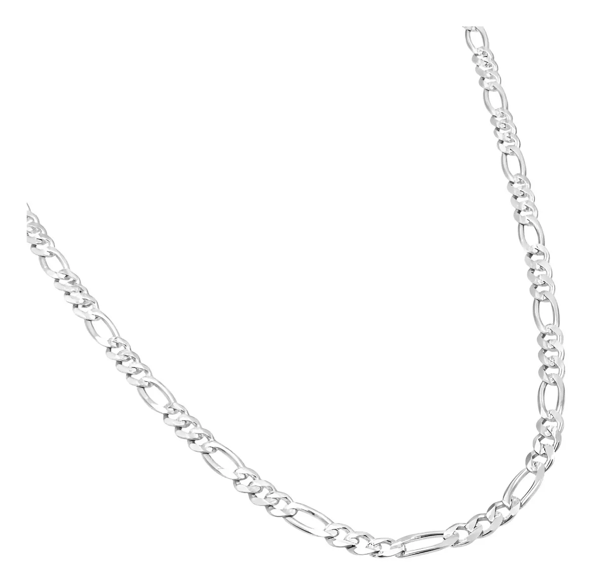 Cadena Figaro 3x1 Plata 925 Diamantada 55cm Unisex - Imagen 1