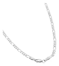 Cadena Figaro 3x1 Plata 925 Diamantada 55cm Unisex - Imagen 3