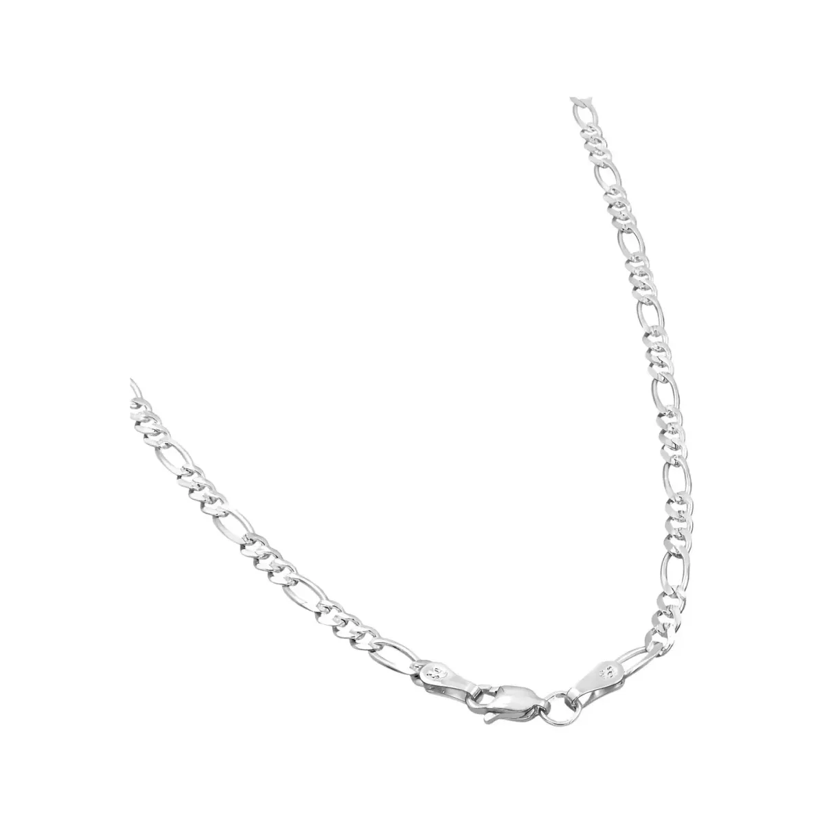 Cadena Figaro 3x1 Plata 925 Diamantada 55cm Unisex - Imagen 3