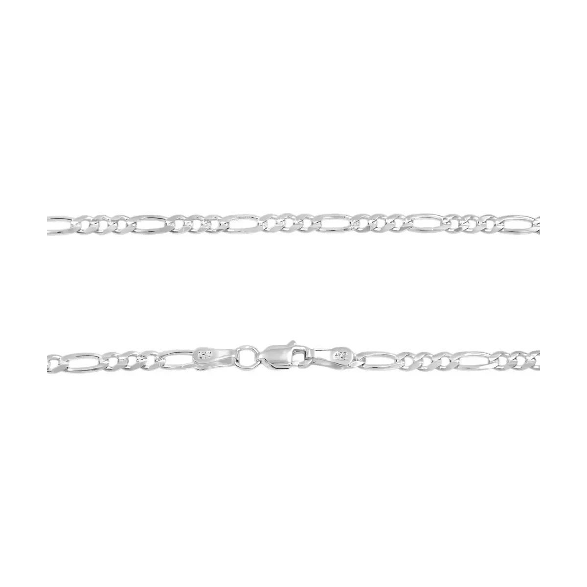Cadena Figaro 3x1 Plata 925 Diamantada 55cm Unisex - Imagen 4