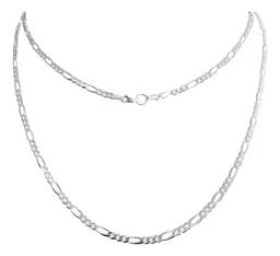 Cadena Figaro 3x1 Plata .925 Maciza Diamantada Lineal 50cm - Imagen 1