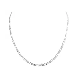 Cadena Figaro 3x1 Plata .925 Maciza Diamantada Lineal 50cm - Imagen 2