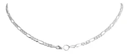 Cadena Figaro 3x1 Plata .925 Maciza Diamantada Lineal 50cm - Imagen 3