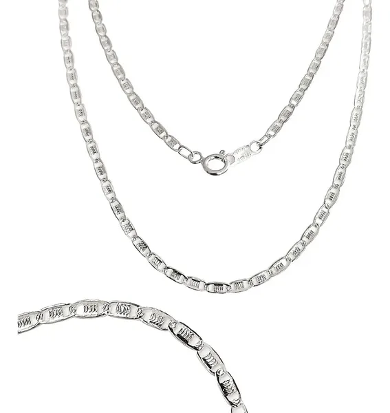 Cadena Marinera Diamantada Plata 925 45cm Unisex - Imagen 1