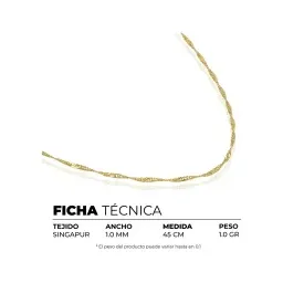 Cadena Oro 10k Eslabón Singapur 45cm para Mujer - Imagen 7
