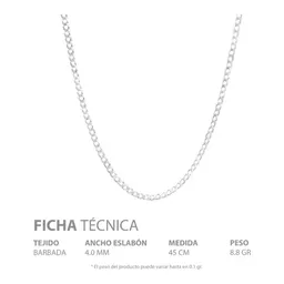 Cadena Plata 925 Barbada Cubana 45cm para Hombre - Imagen 6
