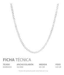 Cadena Plata 925 Barbada Cubana 45cm para Hombre - Imagen 5