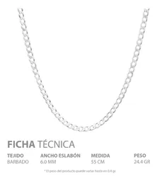 Cadena Plata .925 Barbada Cubana 55cm Hombre - Imagen 5