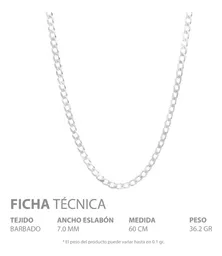 Cadena Plata 925 Barbada Cubana 60cm para Hombre - Imagen 5