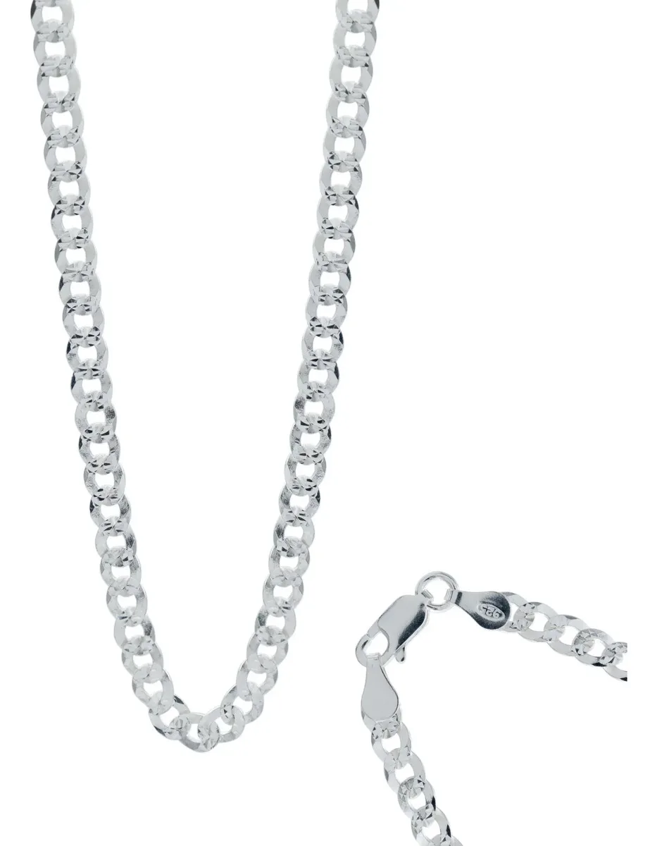 Cadena Plata 925 Barbada Cubana Diamantada 60cm Hombre - Joyaris joyería fina artesanal mexicana