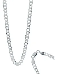 Cadena Plata 925 Barbada Cubana Diamantada Maciza 6mm Hombre - Imagen 1