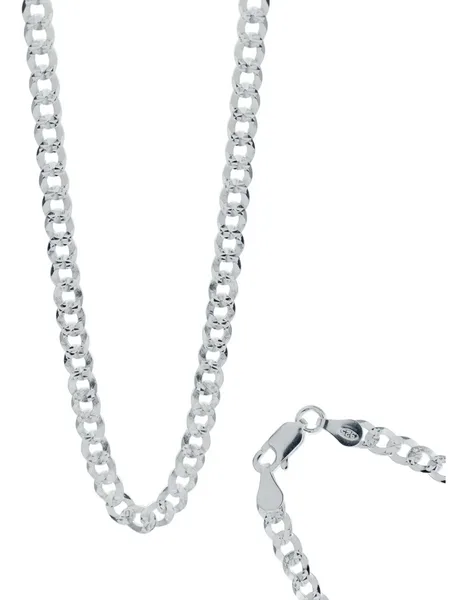 Cadena Plata 925 Barbada Cubana Diamantada Maciza 6mm Hombre - Imagen 1