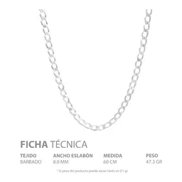 Cadena Plata 925 Barbada Cubana Hombre 60 cm - Imagen 5
