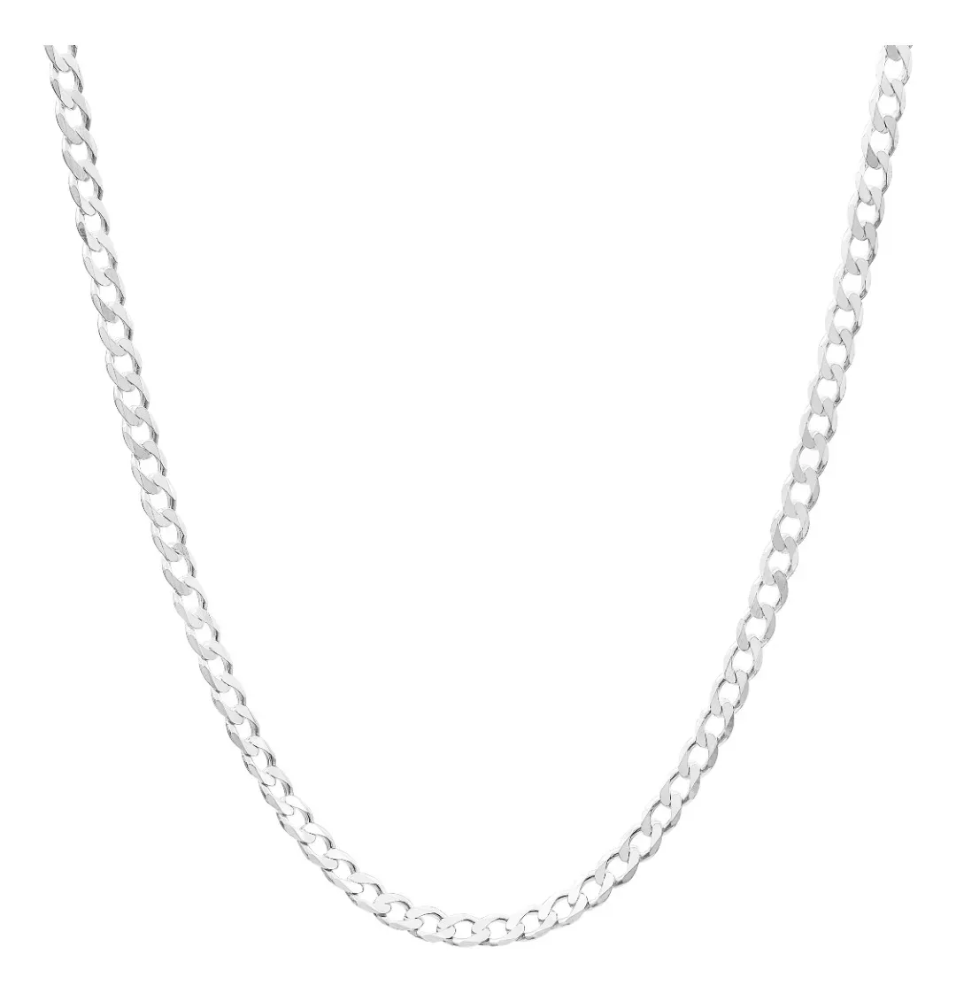 Cadena Plata .925 Hombre Cubana, diseño barbado robusto 65cm, eslabón sólido. Collar plata .925 ideal para look masculino.