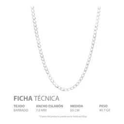 Cadena Plata 925 Barbada Cubana Hombre 65 cm - Imagen 5