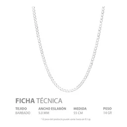 Cadena Plata 925 Barbada Cubana para Hombre 55cm - Imagen 5