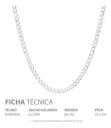 Cadena Plata 925 Barbada Cubana para Hombre 60cm - Imagen 5