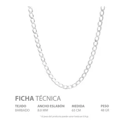 Cadena Plata 925 Barbada Cubana Robusta de 65cm para Hombre - Imagen 5
