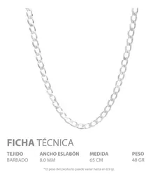 Cadena Plata 925 Barbada Cubana Robusta de 65cm para Hombre - Imagen 5
