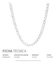 Cadena Plata 925 Barbada Cubana Sólida Gruesa 70cm para Hombre - Imagen 5