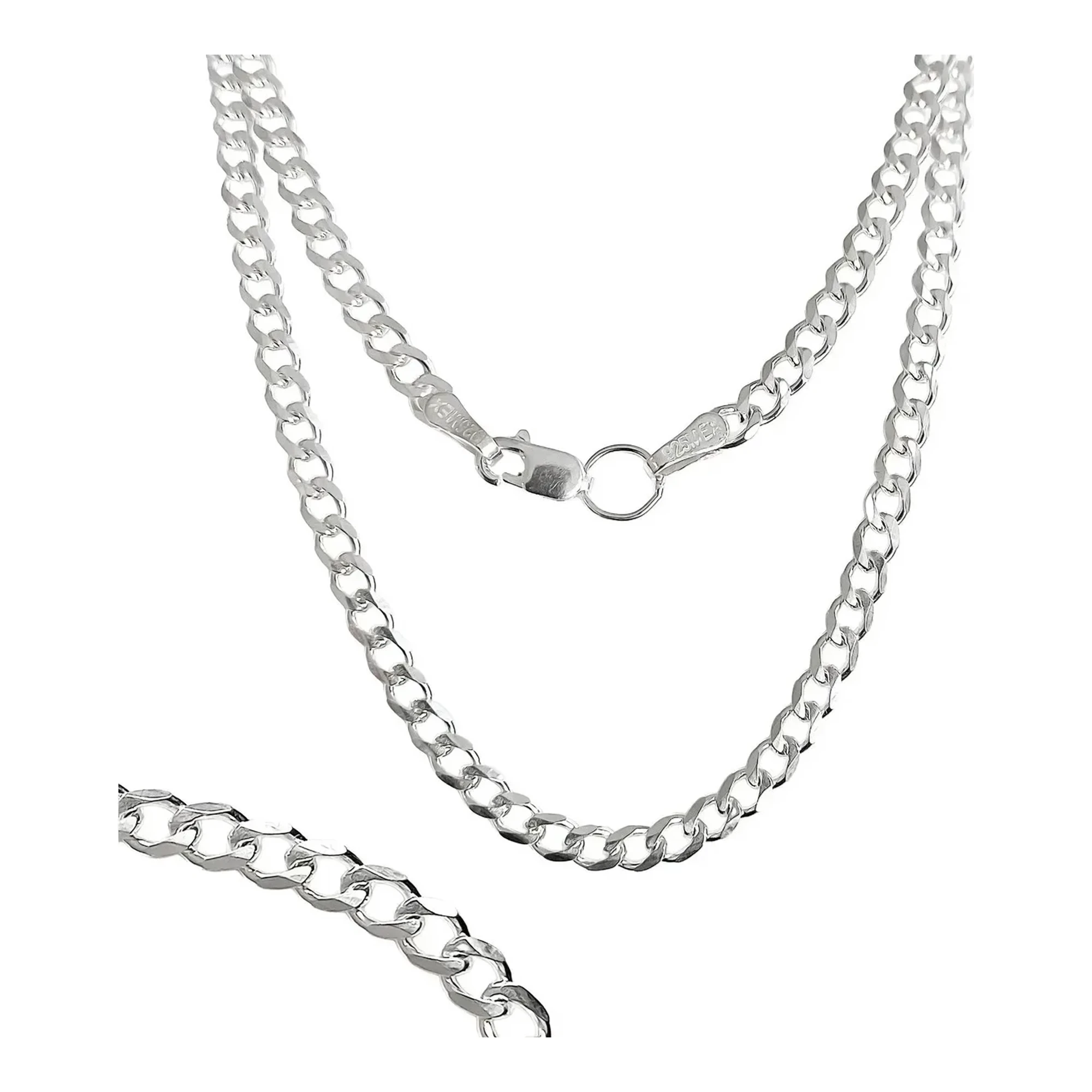 Cadena Plata 925 Cubana Barbada para Hombre 50cm