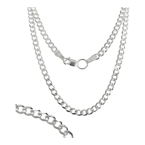 Cadena Plata 925 Cubana Barbada para Hombre 50cm - Imagen 1