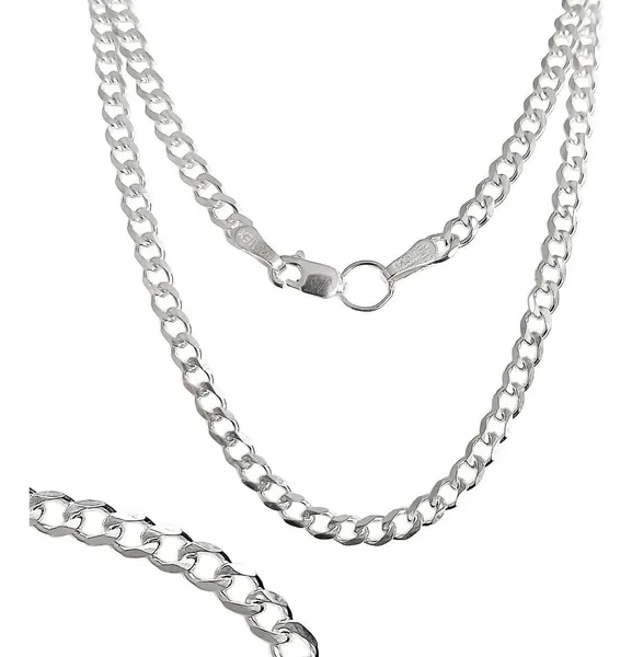 Cadena Plata 925 Cubana Barbada para Hombre 50cm - Imagen 1