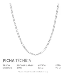 Cadena Plata 925 Cubana Diamantada 45cm Unisex - Imagen 5