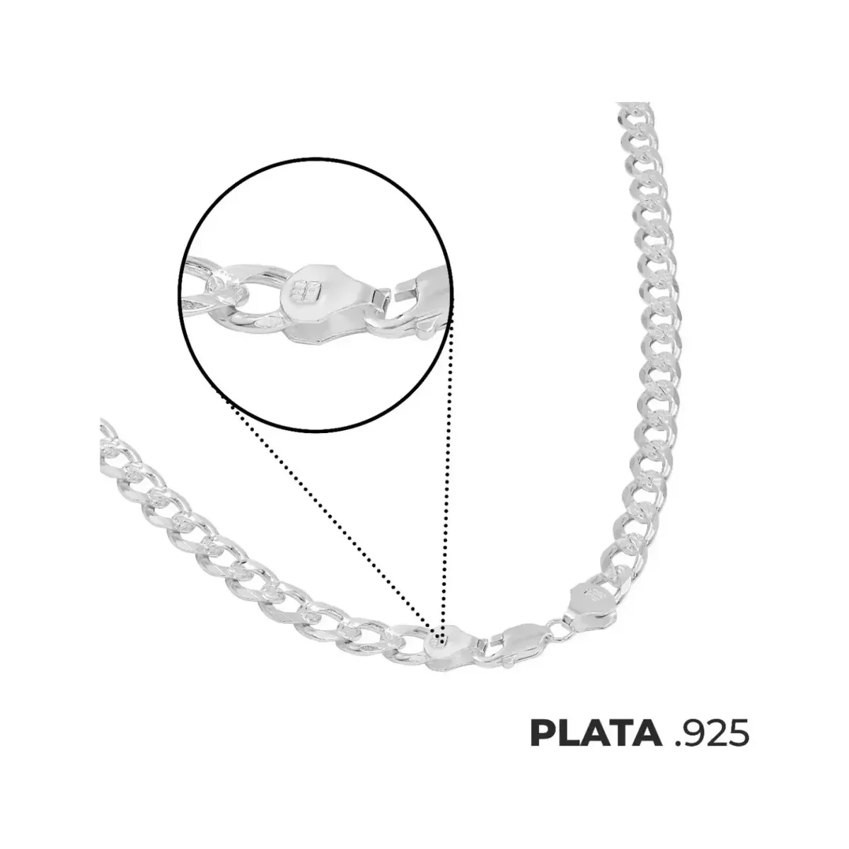 Cadena Plata 925 Cubana Diamantada 55cm para Hombre - Imagen 7