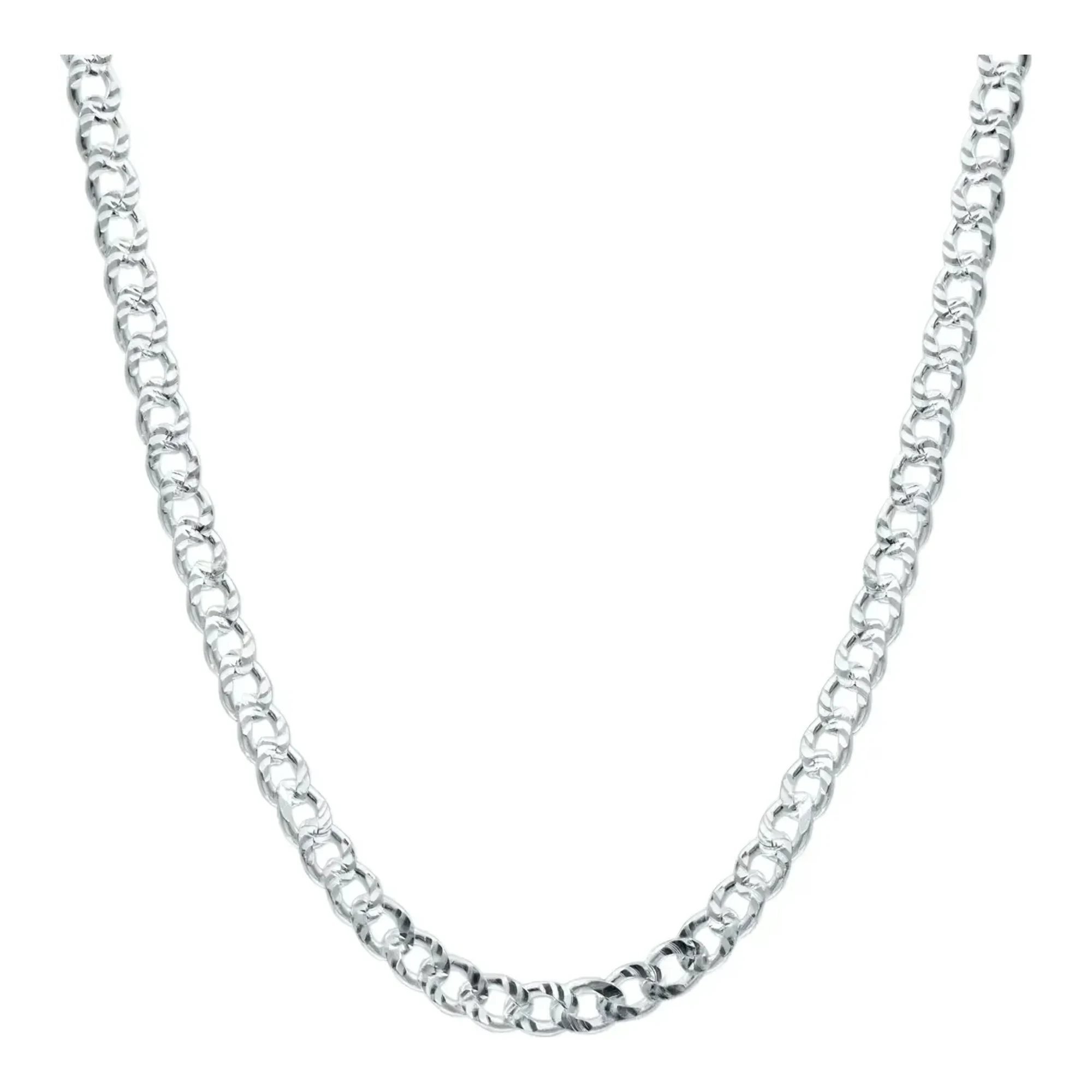 Cadena cubana plata .925 diamantada 60cm y 6mm, eslabón barbado brillante para hombre con broche perico de plata italiana