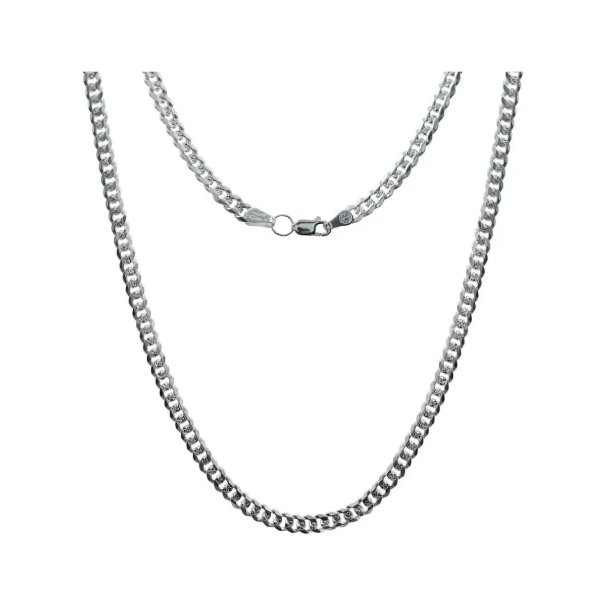 Cadena plata 925 cubana diamantada de 45cm, collar unisex con eslabones gruesos. Joyería chunky plata italiana estilo urbano.