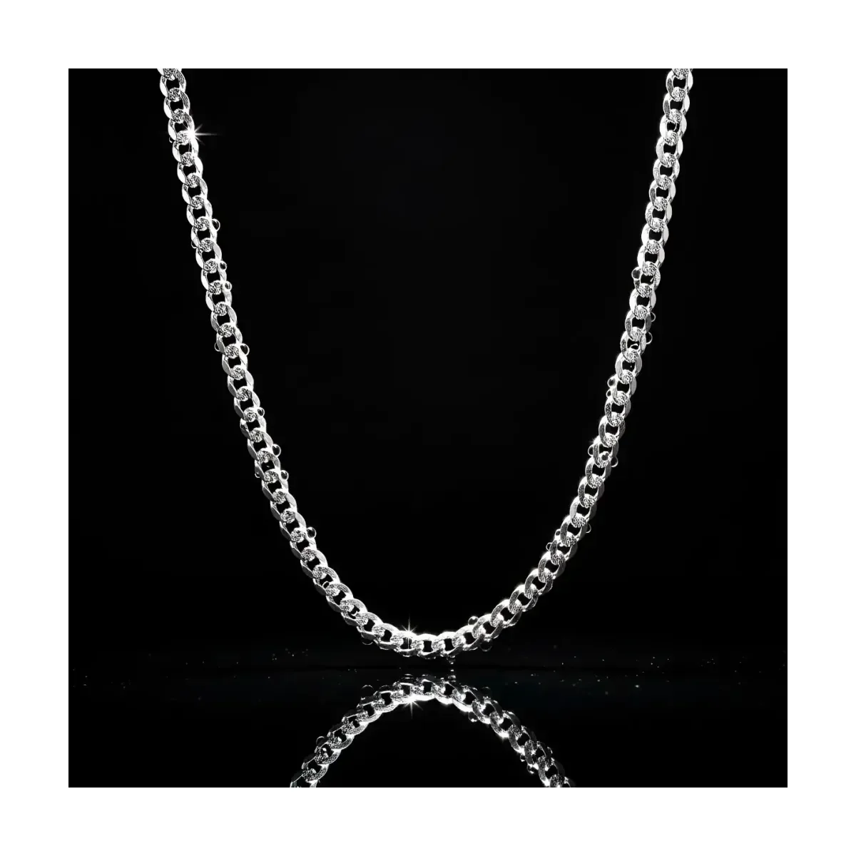 Cadena Plata 925 Cubana Diamantada para Hombre 45cm - Imagen 6