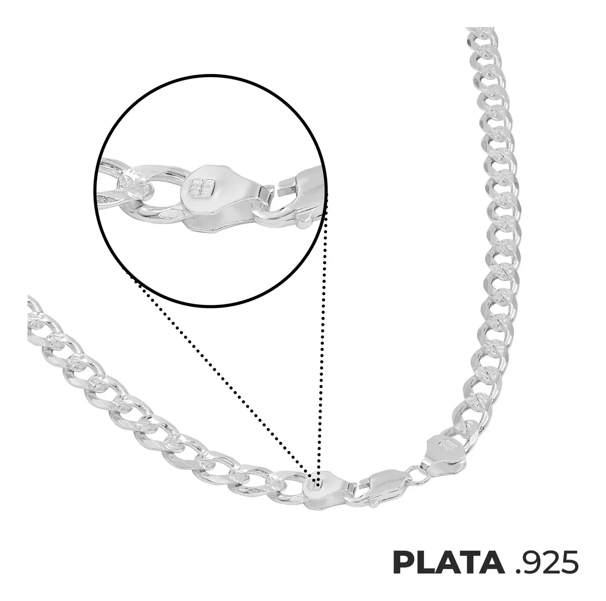 Cadena Plata 925 Cubana Diamantada para Hombre 65 cm - Imagen 6