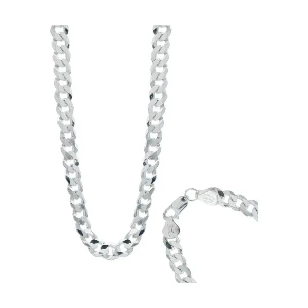 Cadena Plata 925 Cubana Gruesa Diamantada 7mm 60cm para Hombre - Imagen 1