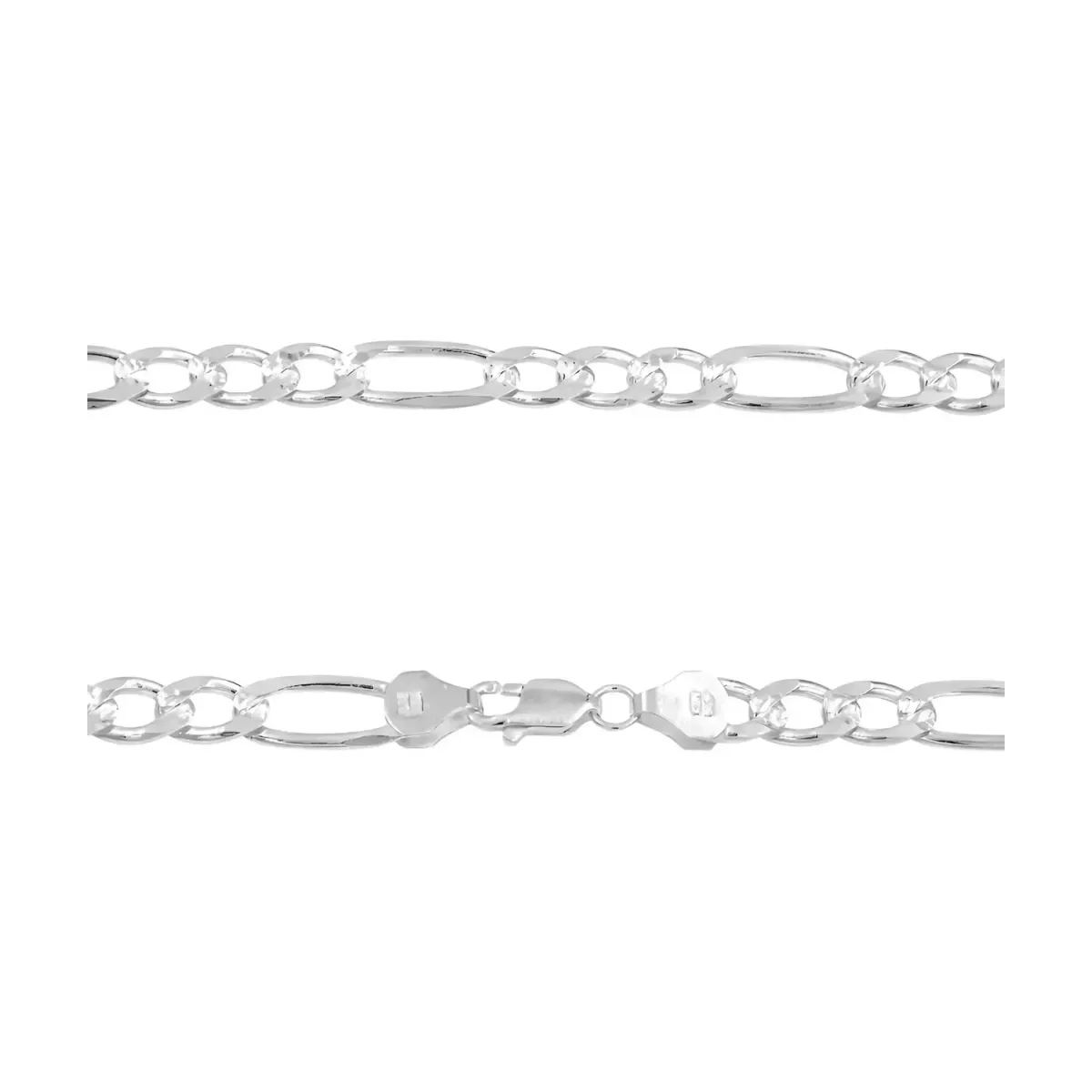 Cadena Plata 925 Diamantada Diseño Figaro 3x1 65cm Hombre - Imagen 4