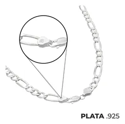 Cadena Plata 925 Diamantada Diseño Figaro 3x1 65cm Hombre - Imagen 7