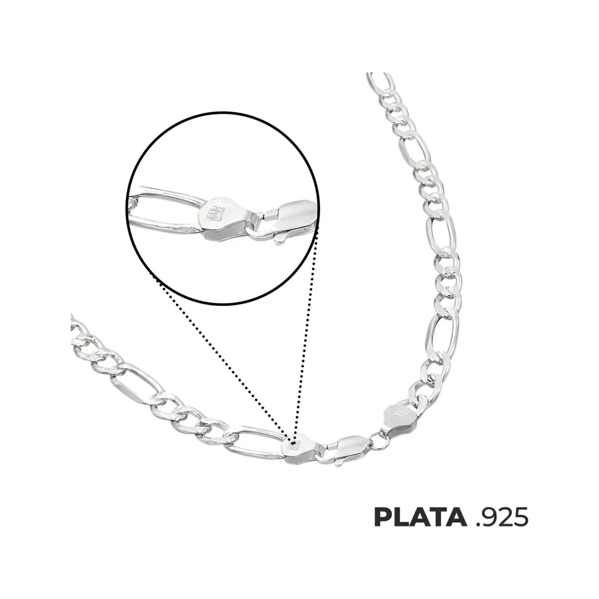 Cadena Plata 925 Diamantada Diseño Figaro 3x1 65cm Hombre - Imagen 7