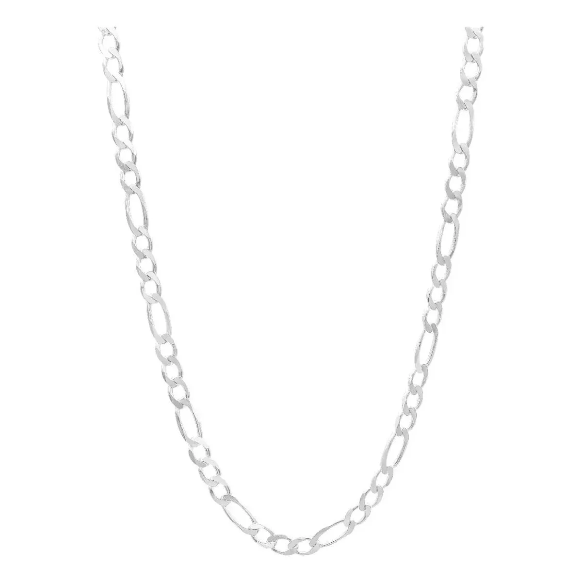Cadena Plata .925 sólida Figaro 3x1 gruesa de 55cm para hombre, un collar de plata brillante y robusto. Joyería masculina mex