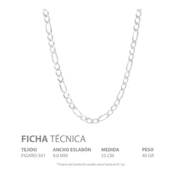 Cadena Plata 925 Diseño Figaro 3x1 Gruesa para Hombre 55cm - Imagen 5
