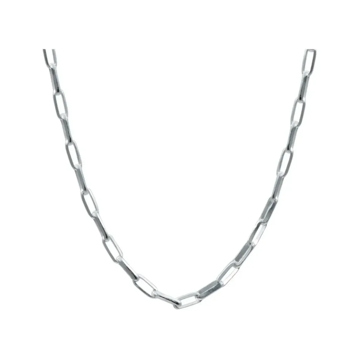 Cadena Plata .925 eslabón grande lisa italiana 45cm, collar eslabones gruesos para mujer, joyería artesanal plata.