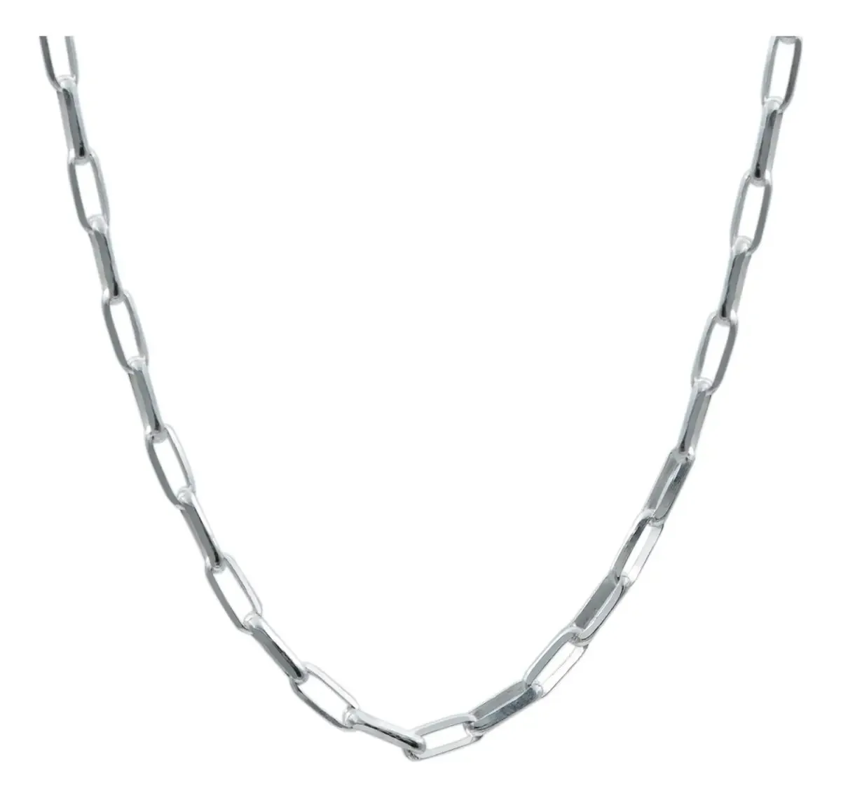 Cadena chunky Plata .925 eslabón grande lisa italiana 45cm, collar plata artesanal mexicana para collares en capas. Estilo ma
