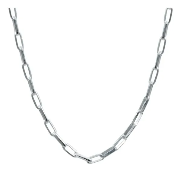 Cadena Plata .925 Eslabón Grande Liso Italiana 50cm para Mujer - Imagen 1