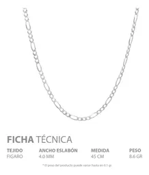 Cadena Plata 925 Figaro 3x1 45cm para Hombre Estilo Clásico - Imagen 5
