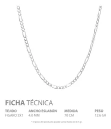Cadena Plata 925 Figaro 3x1 70cm para Hombre - Imagen 5