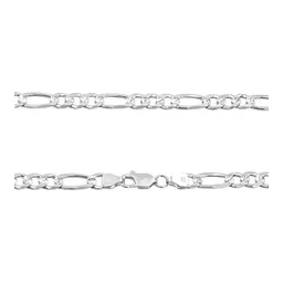 Cadena Plata 925 Fígaro 3x1 Diamantada 50cm para Hombre - Imagen 4