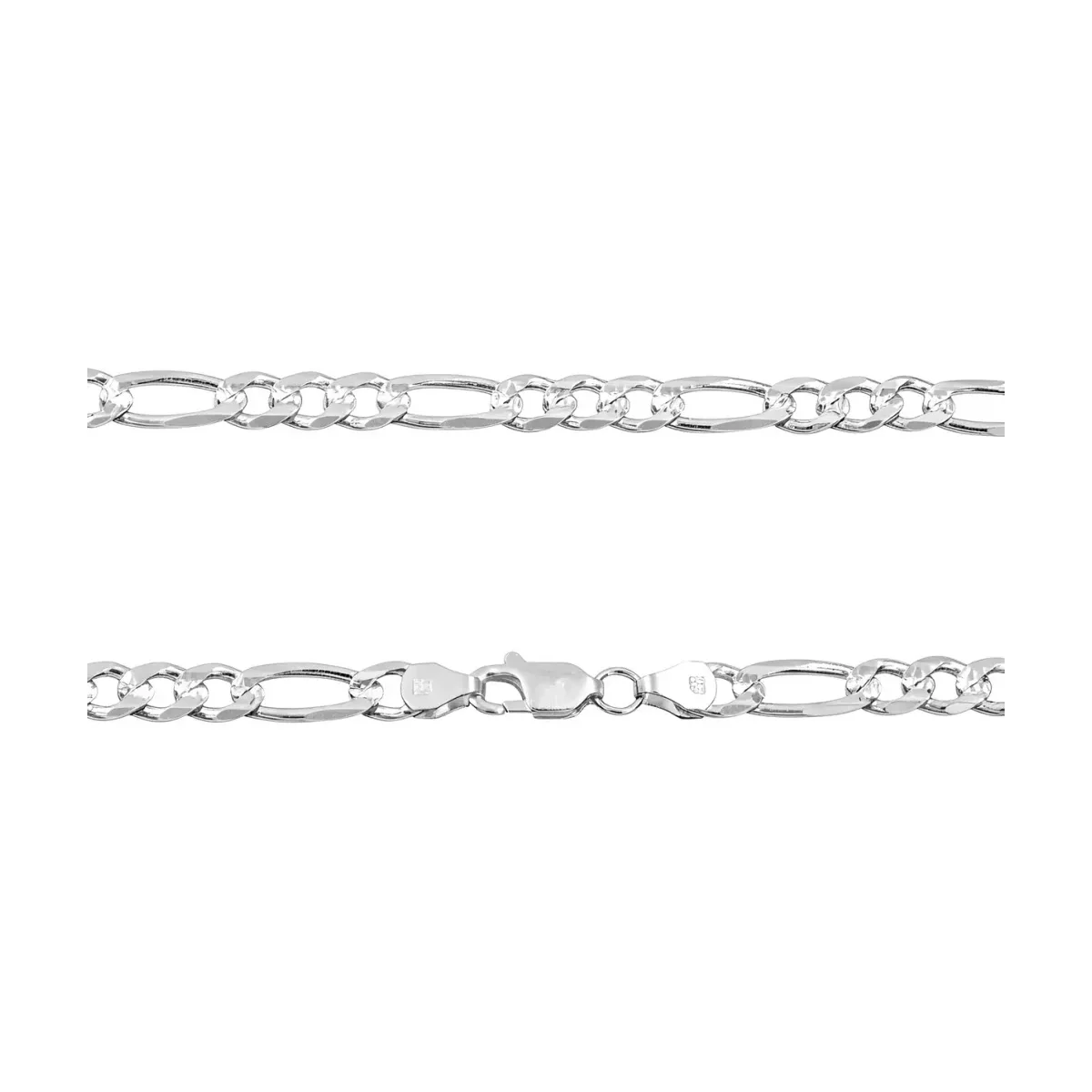 Cadena Plata 925 Fígaro 3x1 Diamantada 50cm para Hombre - Imagen 4
