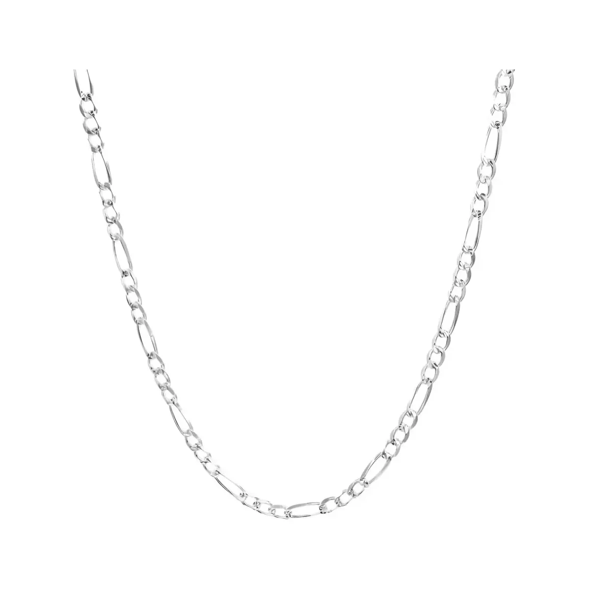 Cadena Plata 925 Figaro 3x1 diamantada 50cm unisex, collar de plata 925 certificada, brillo plateado, joyería minimalista pla