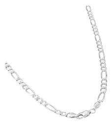 Cadena Plata 925 Figaro 3x1 Diamantada 50cm Unisex - Imagen 3
